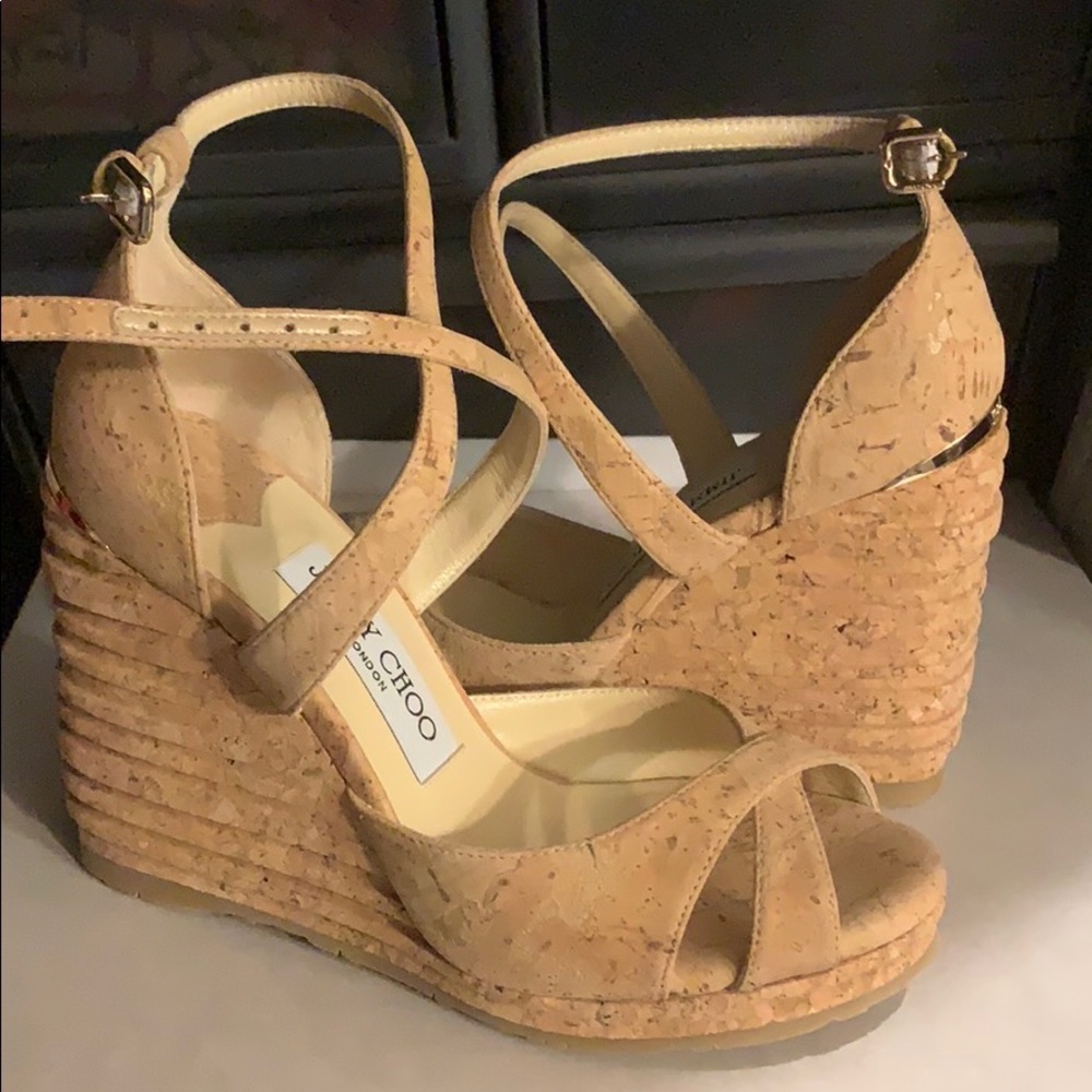 New in Box Jimmy Choo Alanah 105 natural cork